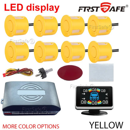 22mm Reversing Radar LED Parking Sensor Kit 6/8 Probes Multi Language Alarm Indicator 12 Colors Universal Auto Safety Accessorie