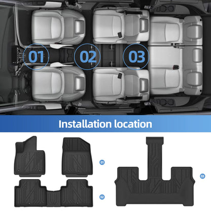 Smabee for Kia Telluride 2027 Gas (only fit 7seats) TPE 3D Car Floor Mat Cargo Liner Trunk Pad Waterproof All Weather Black