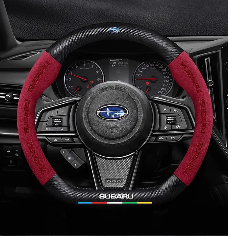 For Subaru STI Brz Wrx Xv Ascent Forester Outback Impreza Legacy Car Suede Carbon fiber Anti-slip Ventilate Steering Wheel Cover