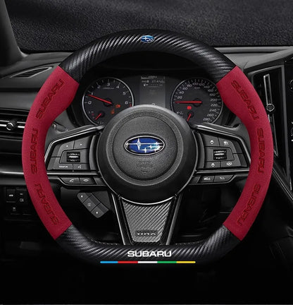 For Subaru STI Brz Wrx Xv Ascent Forester Outback Impreza Legacy Car Suede Carbon fiber Anti-slip Ventilate Steering Wheel Cover