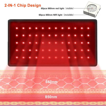 Red Light Therapy Belt Infrared Light Therapy Pad with Portable Battery,Cordless 660nm 850nm Full Body Red Light Mat Therapy pad