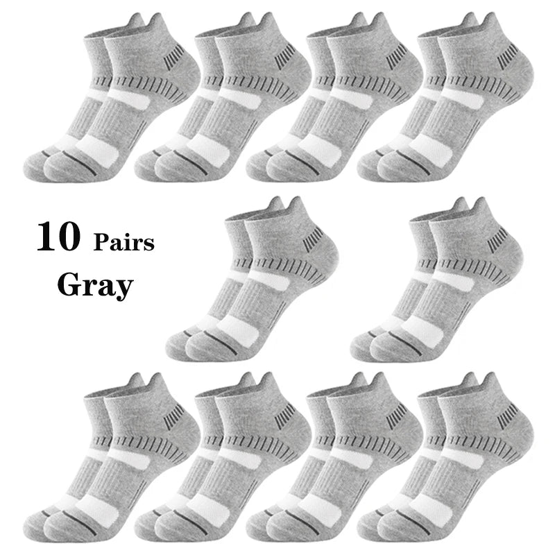 10 Pairs Running Ankle Socks Men Cotton Breathable Soft Short Socks Casual Black White Athletic Fitness Sport Socks