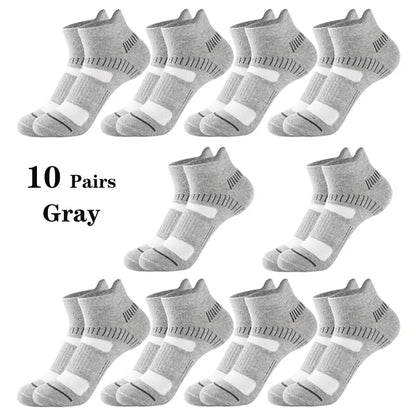10 Pairs Running Ankle Socks Men Cotton Breathable Soft Short Socks Casual Black White Athletic Fitness Sport Socks