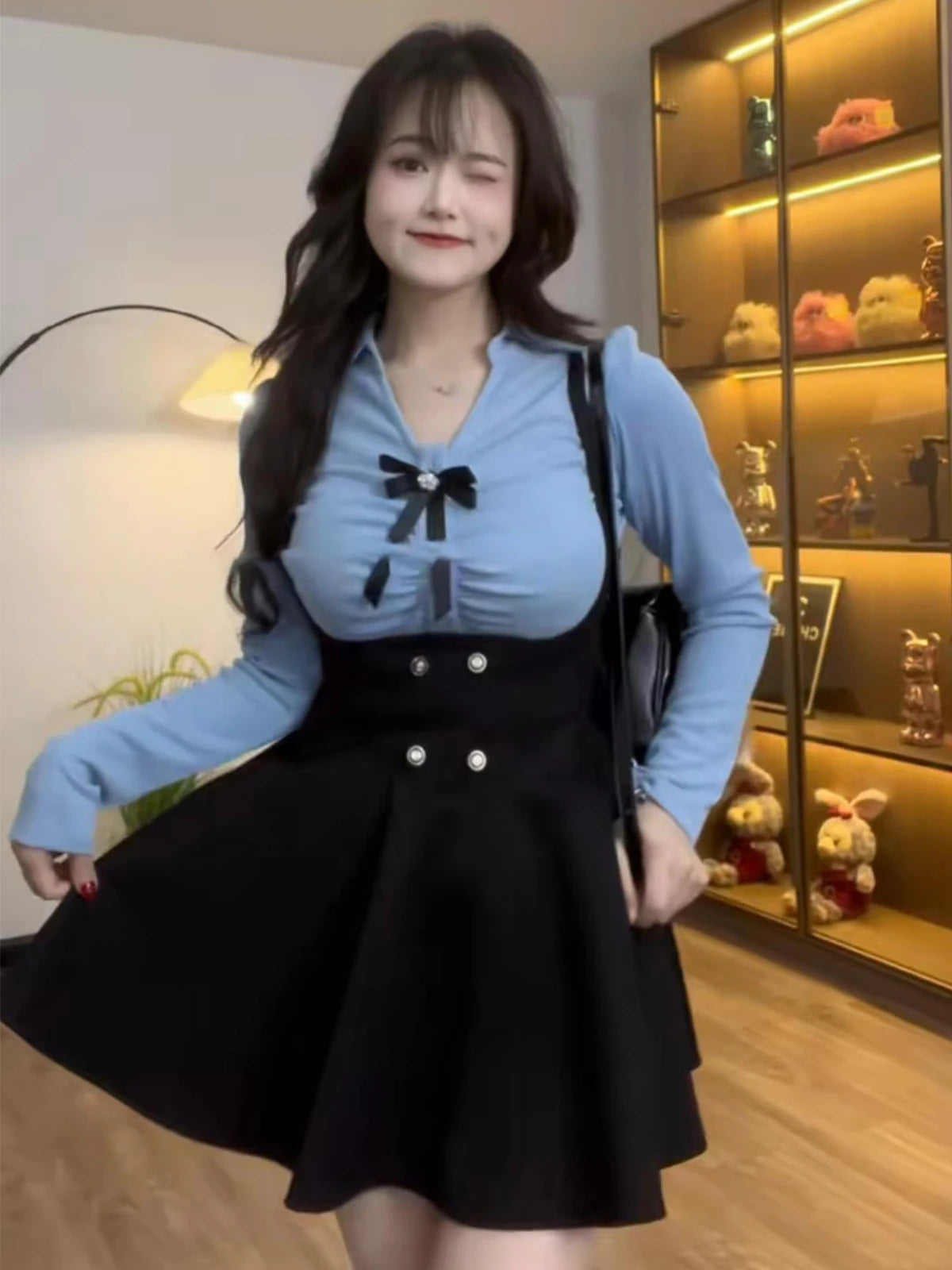 plus Size British College Style Set Women Spring Autumn Slimming JK Uniform Halter Half Skirt Shirt Two Piece Set Fashionable...