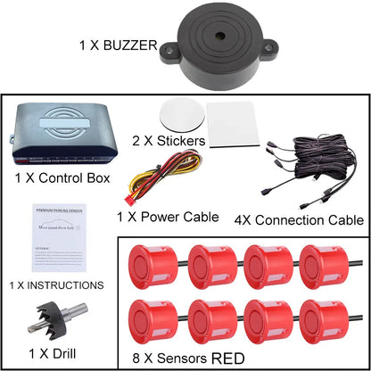 Universal 8 Sensor Parking Kit 22mm 12V Car Truck Buzzer Alarm Reverse Backup Radar Detection System