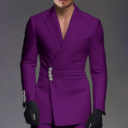 Wedding-ready Slim-fit Men Suit 2 Pieces(Jacket+Pants) Groom Suit Single-breasted Peak-lapel Formal Set for Elegance Custom