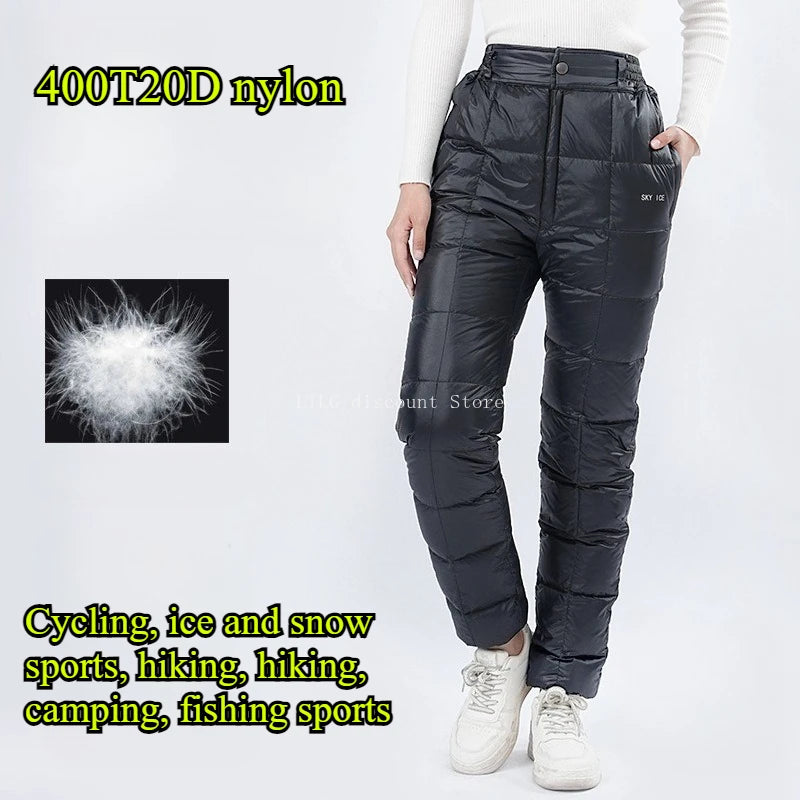 Down Pants Warm Duck Down Outdoor Windproof Waterproof Pants Cycling  ice snow sports hiking camping fishing sports winter pants