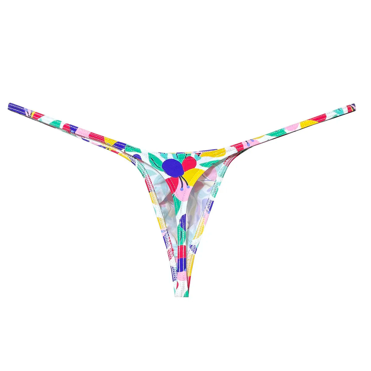 Mens G-String Underwear Thong Multicolor Print Men Low Rise Bikini Briefs Pouch Breathable Thong for Men Quick-dry Mini Panties