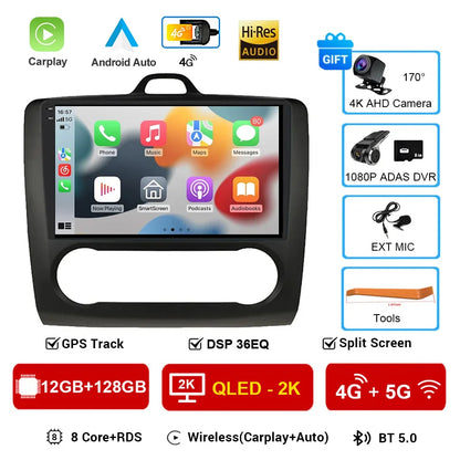For ford focus 2 Mk2 2004-2008 2009 2010 2011 Android Auto GPS 2din autoradio GPS 2din DVR Android 16 Car Radio 4G+WIFI Carplay