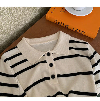 new Korean striped dress for women's summer, pure cotton straight tube mid length skirt