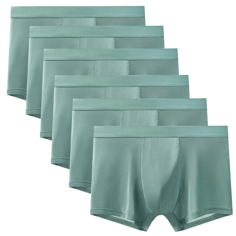 6pcs Men's Summer Ice Silk Boxers Briefs Males Underwears Boys Comfort Underpants Shorts Mans Ultra-thin Breathable Sexy Panties