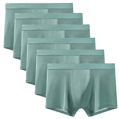 6pcs Men's Summer Ice Silk Boxers Briefs Males Underwears Boys Comfort Underpants Shorts Mans Ultra-thin Breathable Sexy Panties