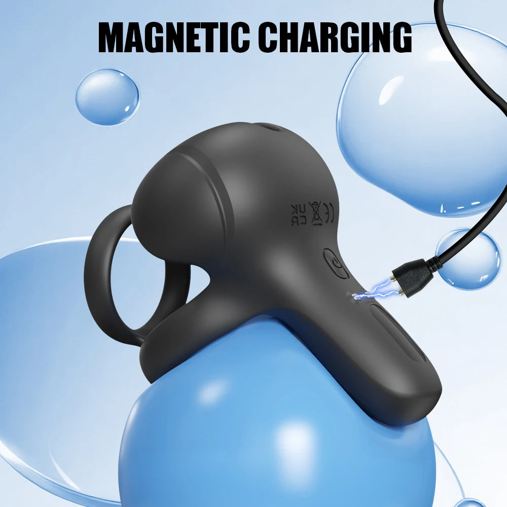 Powerful Vibrating Cock Ring 3 IN 1 Testicle Massager Perineum Stimulator for Men Sex Toys Male Penis Ring Vibrator Adult Goods