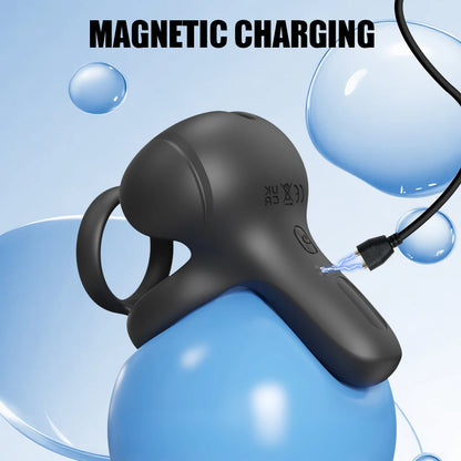Powerful Vibrating Cock Ring 3 IN 1 Testicle Massager Perineum Stimulator for Men Sex Toys Male Penis Ring Vibrator Adult Goods