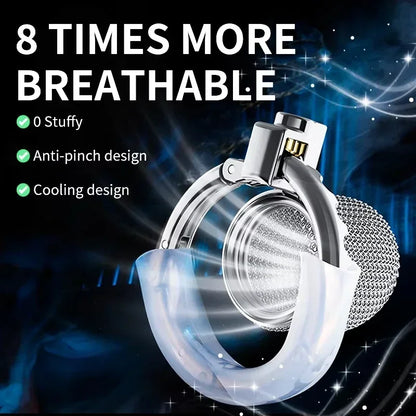 Metal Mesh Male Chastity Cage For Men One-Piece Adjustable Snap Ring CB Cock Cage SM Penis Urethra Lock BDSM Adult Sex Toys