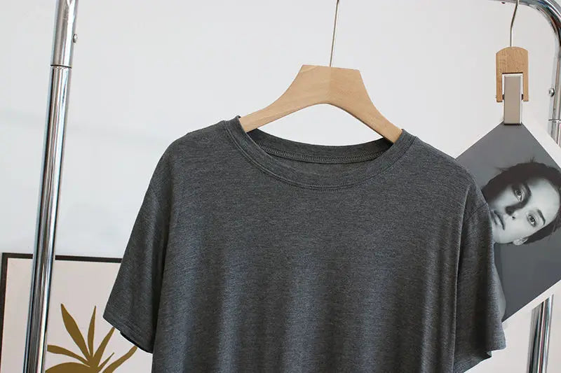 Ultra-Hand Feel Short Modal T-Shirt Women's  Summer 2025 Slimming round Neck Short Sleeve  Color Base Shirt