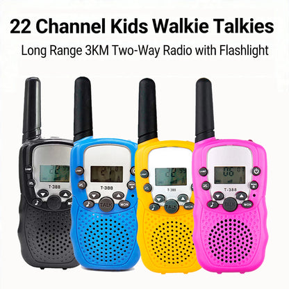 3 Pack Kids Walkie Talkies, Outdoor Camping Adventure Toys for Boys Girls Aged 3-12, LED Flashlight, 22 Channels, Birthday Gifts