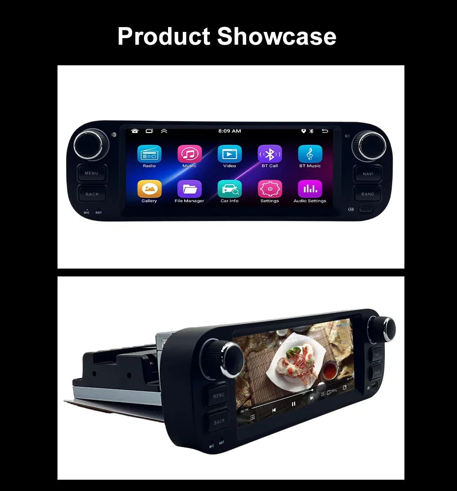 For Fiat Panda 2013-2020  Auto Multimedia Player  6.86" Touch Screen Steering Wheel Control Car GPS Navigation  Bluetooth Call
