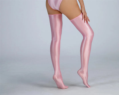 New Glossy Shiny Long Sleeve Swimsuit Zipper Crotch Bodysuit Tights Body Teddies Sukumizu High Elastic Leotard Unitard Tshirt