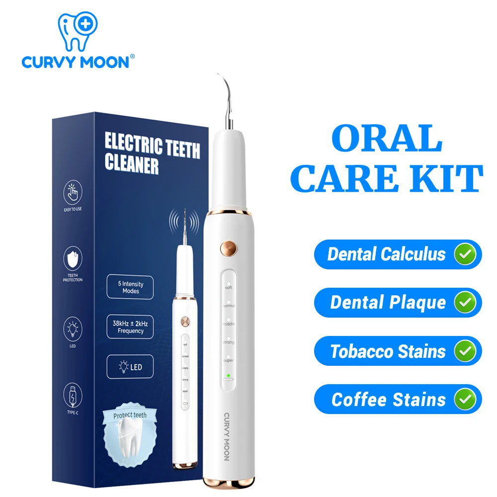 CURVY MOON Ultrasonic Plaque Remover for Teeth T4 UV Disinfection Dental Tartar Calculus Remover Teeth Cleaning Oral Care Kit