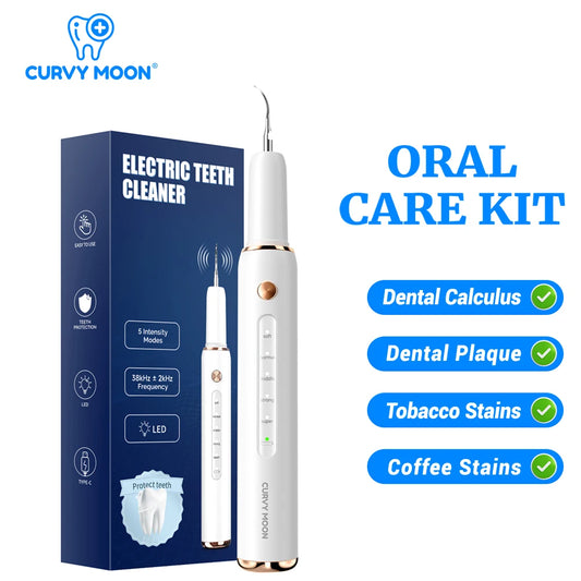 CURVY MOON Ultrasonic Plaque Remover for Teeth T4 UV Disinfection Dental Tartar Calculus Remover Teeth Cleaning Oral Care Kit