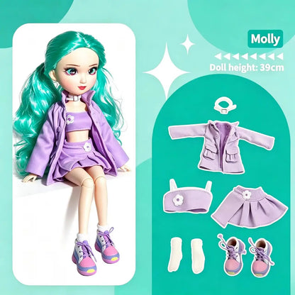 Fashion Doll Original 5-inch BJD Doll: Beiji Dihua'er Cute Art Figure with Articulated Joints and Doll Clothes
