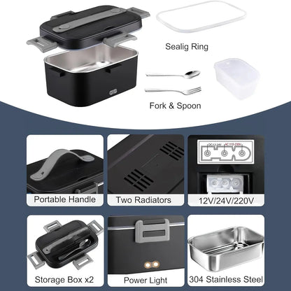 HOMEFISH 1.8L Electric Lunch Box 75W Speed Heating Car Or AC Heating Travel Office Home Use Gift Knife And Insulated Handbag