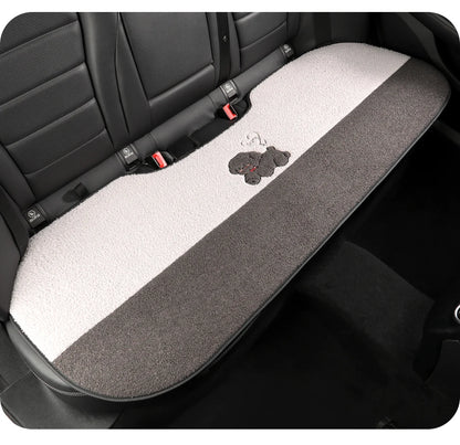 Funny Puppy Car Seat Cover 2025 New Autumn Fleece Fabric PU Leather Warm Comfortable Quick Installation Fits Most Cars