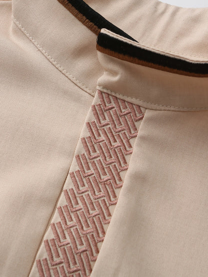 Islamic Muslim Arabic Casual Men's Abaya Long Sleeve Embroidered Stand Collar Arabic Abaya Men's Traditional Clothing