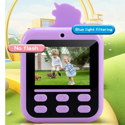 Children's Instant Camera, Can Take Photos and Print Them, Thermal Printing Camera, Dual Front and Rear Cameras, High-Definition, Birthday Gift for Boys and Girls, Children's Toy Camera