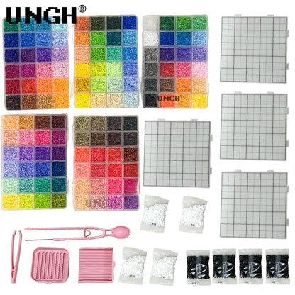 UNGH 40000pcs 2.6mm Perler Mard Bean Box with 4pcs baseplate Fusion Bean Handmade DIY Jewelry Bracelet Earrings Accessories
