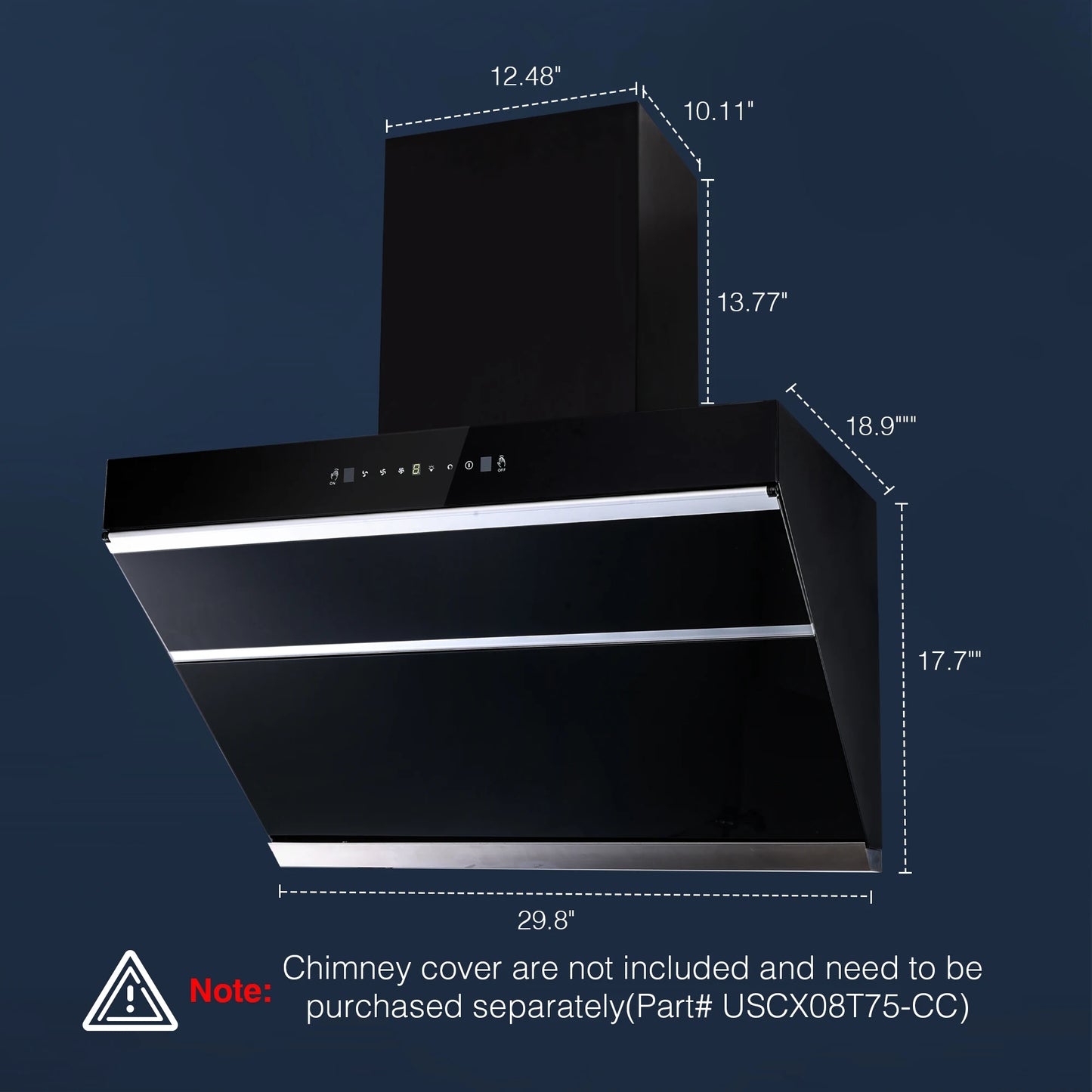 900CFM 30"Under Cabinet/Wall Mount Range Hood w/Heated Auto-Clean Gesture&Touch Control Tempered Glass 3-Speed & Baffle Filter