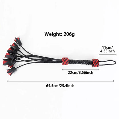8 Rose Red Black PU Leather Bdsm Whip Bdsm Spanking Flogger Flirting Bondage Restraints Slave Sex Toys for Woman Adult Games