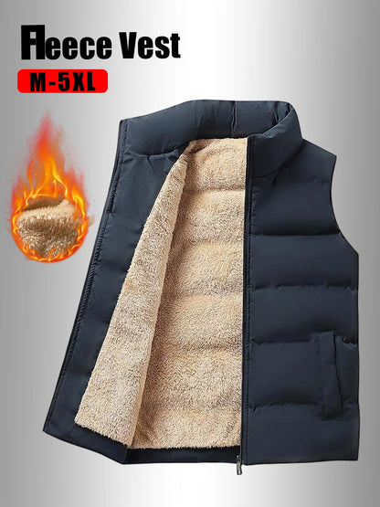 Winter Warm Vest Jacket Men Waistcoat Windbreaker Clothing New Vests Puffer Sleeveless Coats Mens Solid Color Down Vest Jacket