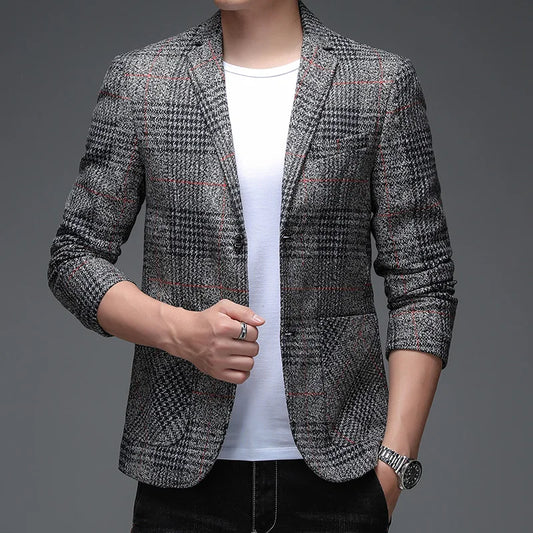 Spring Autumn Top Casual Suit Men's Wool Small Suit Middle-aged Young Korean Version Single West Jacket Autumn Men's Top