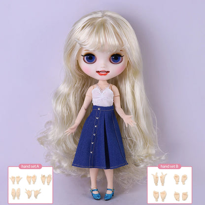 ICY DBS Blyth doll 30cm white skin, curly hair, matte face, various styles of nude dolls and other options, suitable for gift