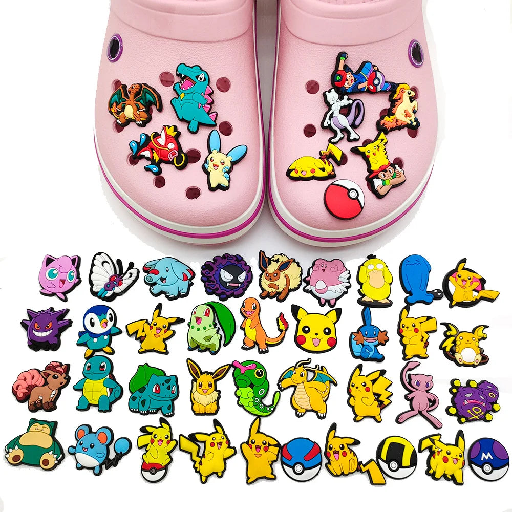 47/27/20Pcs Random Pokémon Series Shoe Charms For Slides Sandals,PVC Shoe Decorations Accessories For Christmas Birthday Gift
