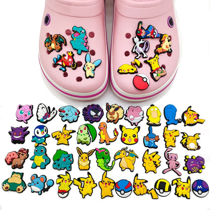 47/27/20Pcs Random Pokémon Series Shoe Charms For Slides Sandals,PVC Shoe Decorations Accessories For Christmas Birthday Gift