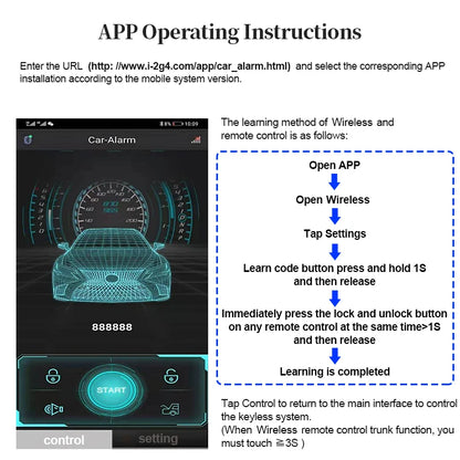HIPPCRON 12V Car Remote Central Kit Door Lock Keyless System Locking Car Alarm System With 2 Remote Key Control APP Control