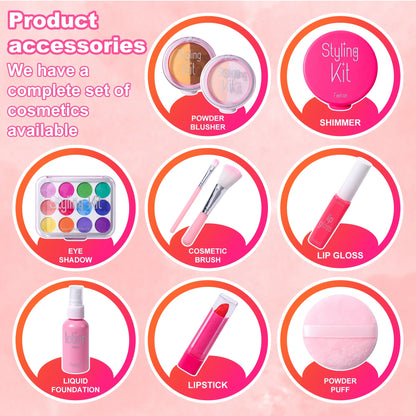 AIUAZA Children's Home Makeup Toy Set of 10, Liquid Free and Powder Free, Girl Makeup Toy, Christmas and Halloween Gift