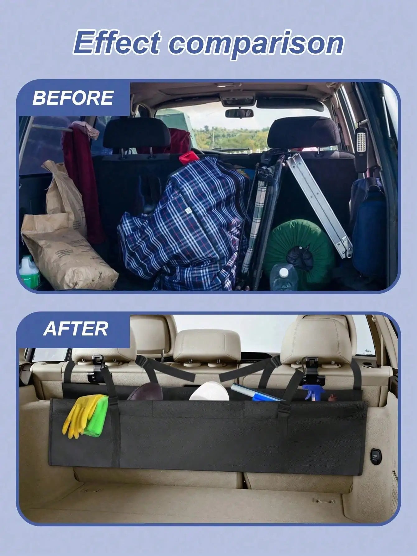 1Pc Large-Capacity Car Trunk Organizer – 600D Oxford Fabric, Suitable for Camping, Hiking, Fishing, Road Trips & More.