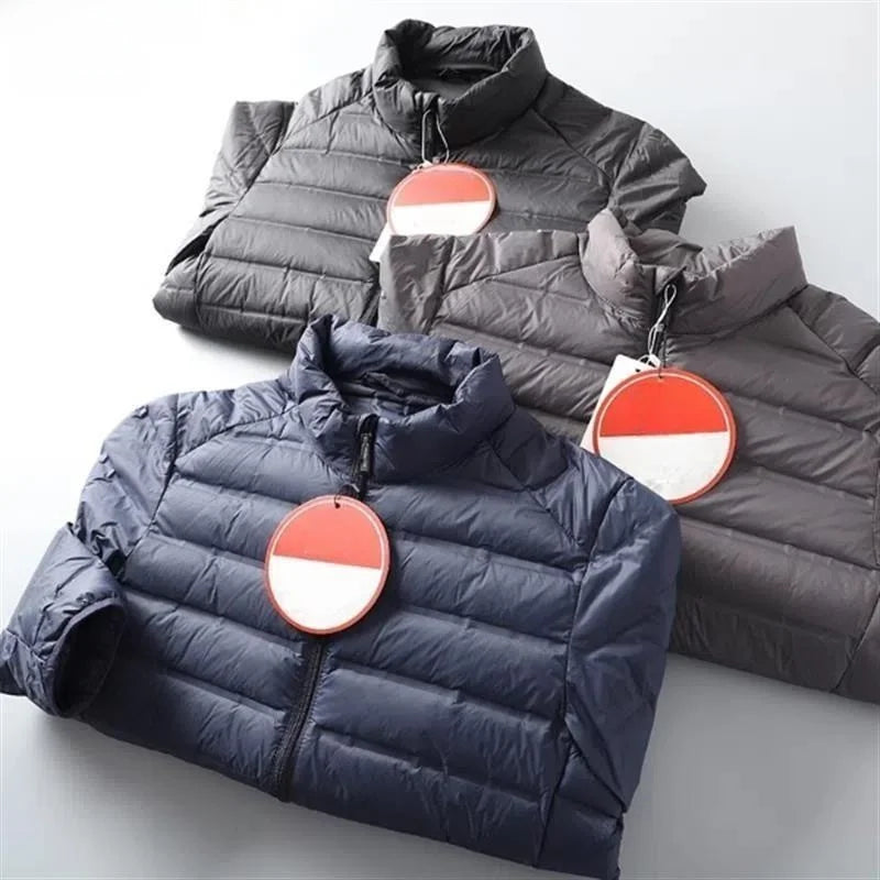 Ultra-Light down Cotton Jacket Men's Spring Fashion Slim Fit Long Sleeve Warm Casual Style Pure Color Youth Popular Clothing