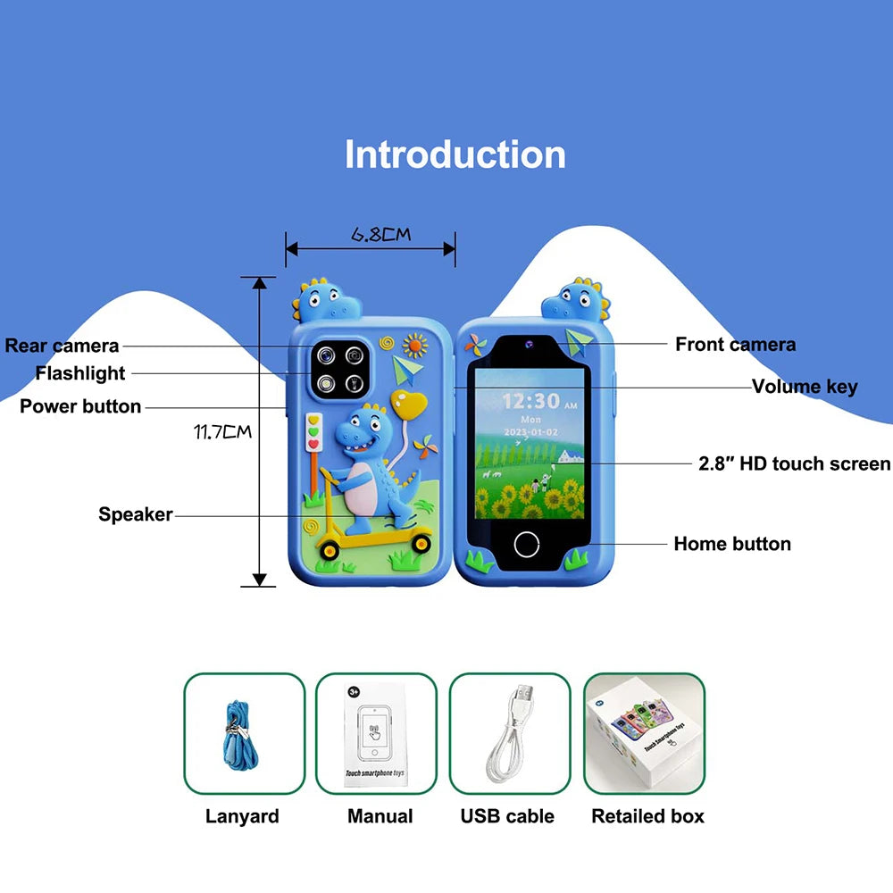 New Mini Phone Children Toy Musical Unicorn Dinosaur Baby Mobile Camera MP3 Player Educational Toys Kids Christmas Birthday Gift