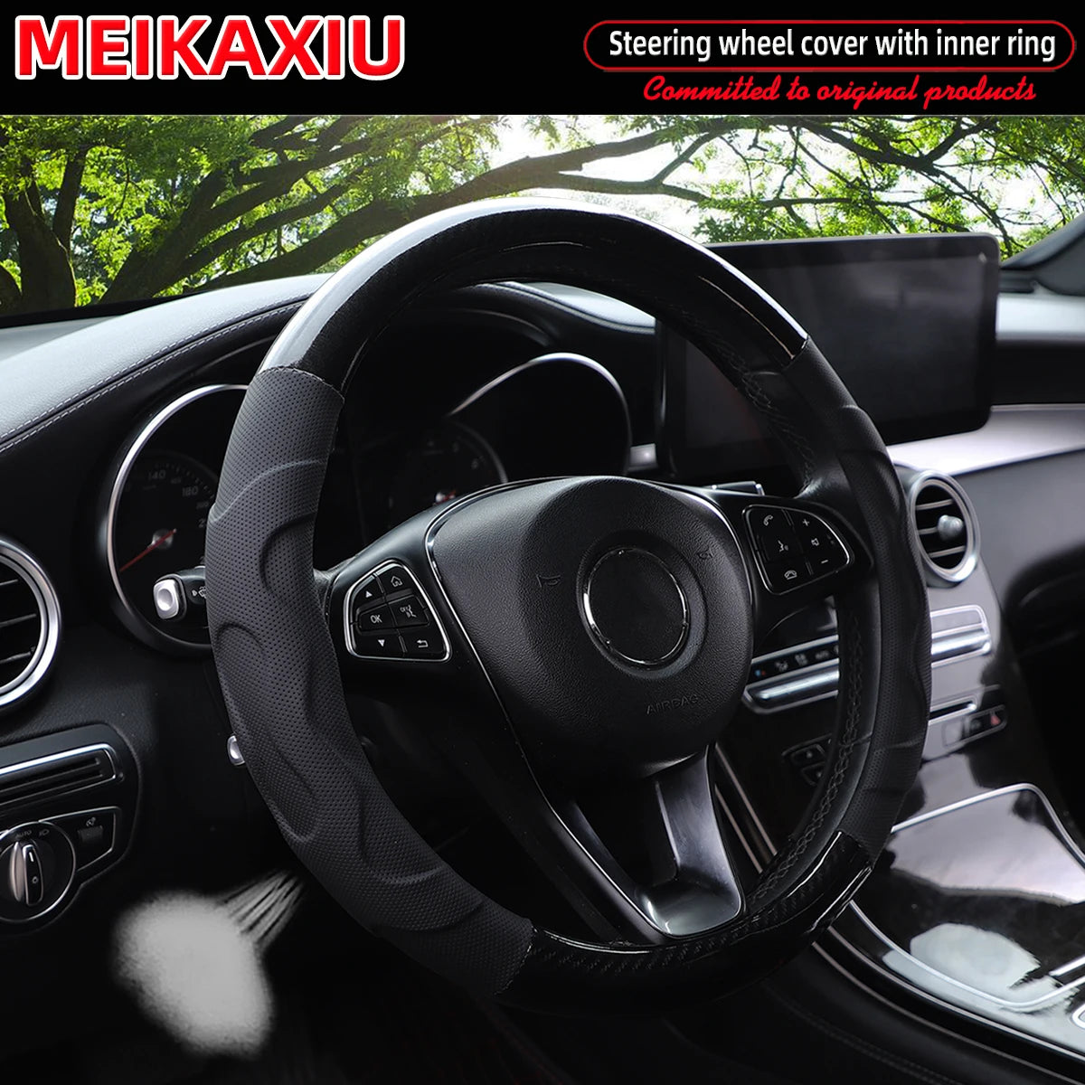 1 crystal carbon fiber three-dimensional lamb skin breathable skin car with inner ring steering wheel cover for women