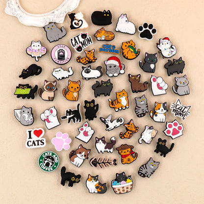 1/100pcs Cat Pin for Shoe Sphinx Orange Cat Black Cat Cute Shoe Charms for Women Girl Kids Sandal Accessories Buckle Decorations