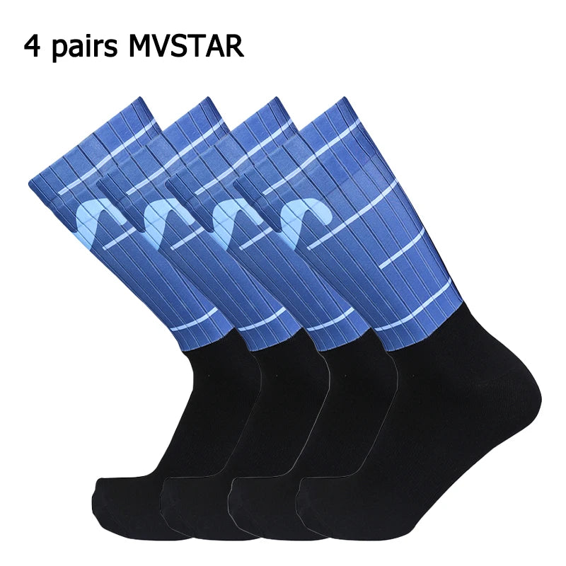 4 pairs of sports multi style anti slip breathable silicone men's and women's outdoor cycling running socks