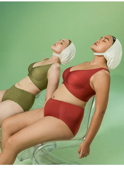 SUJIIN Plus Size Seamless Bra Sets for Women 2025 Push Up Wireless Minimizer Bras Lady Anti-sagging Bralettes for Large Breasts