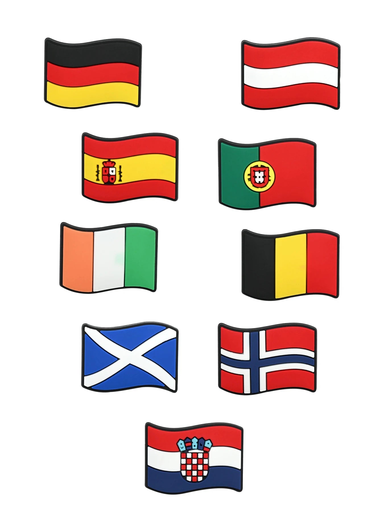 3-34Pcs National Flag Shoe Charms PVC Clog Pins Decorations for Wristbands Sandals DIY Accessories