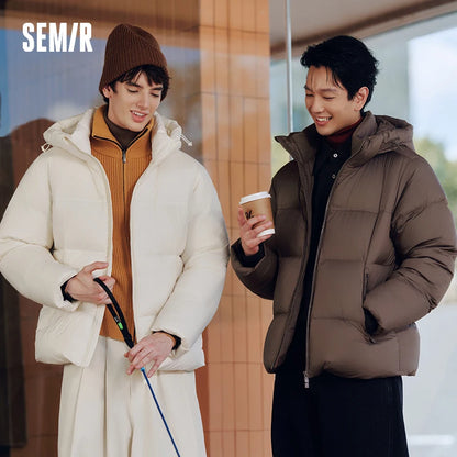 Semir Down Jacket Men Three-Resistant Outerwear Couple Winter Outfit 2025 New Hooded Top Anti-Static Men's Clothing