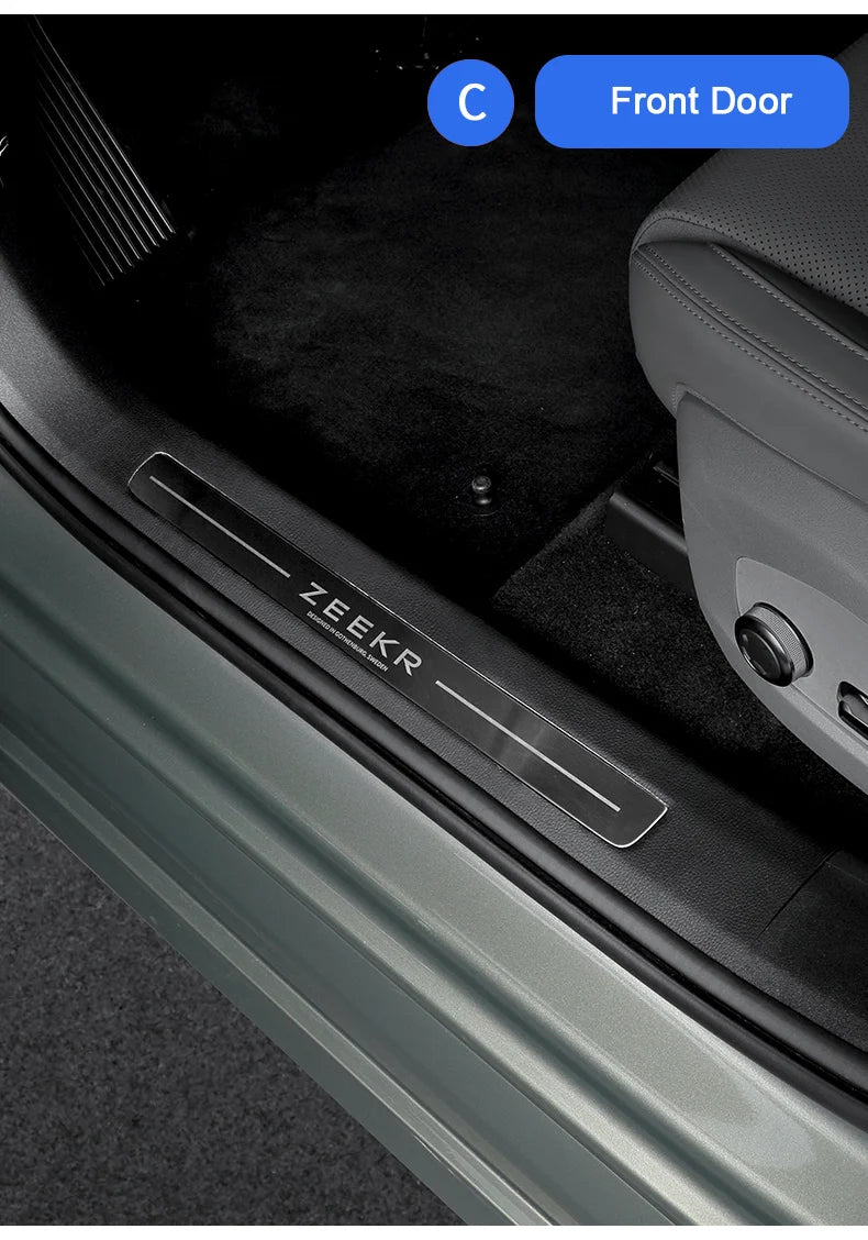 For Zeekr 001 2024 2025，Leather Car Door Anti-kick Pad Front Rear Door Protective Pad Threshold Bar Car Modification Accessories